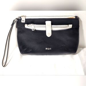 Ralph Lauren Davenport Wristlet Wallet Fall white Black NWT